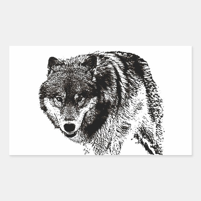Wild Wolf Rectangular Sticker (Front)