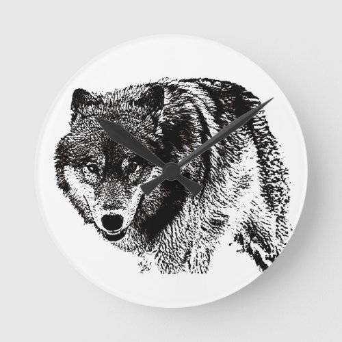 Wild Wolf Round Clock