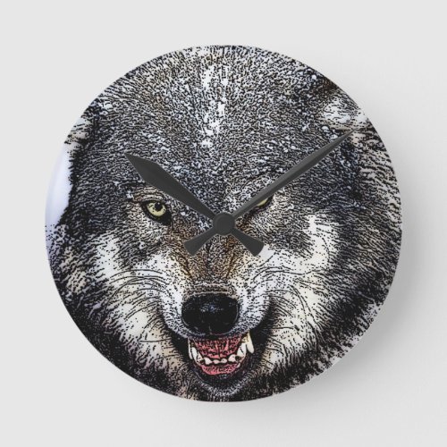 Wild Wolf Round Clock