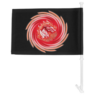 Wild Wolf Whirling black car and boat flag