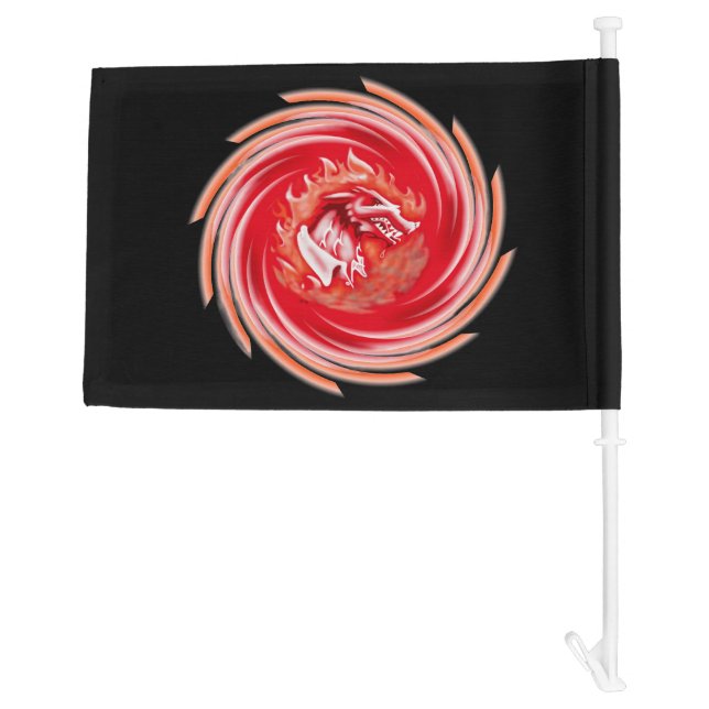 Wild Wolf Whirling black car and boat flag (Back)