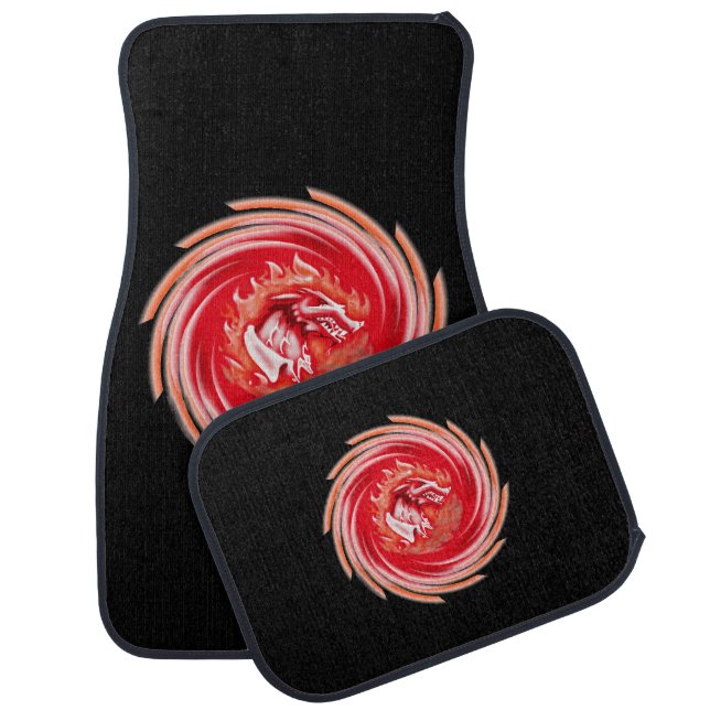 Wild Wolf Whirling black car mats (Set)
