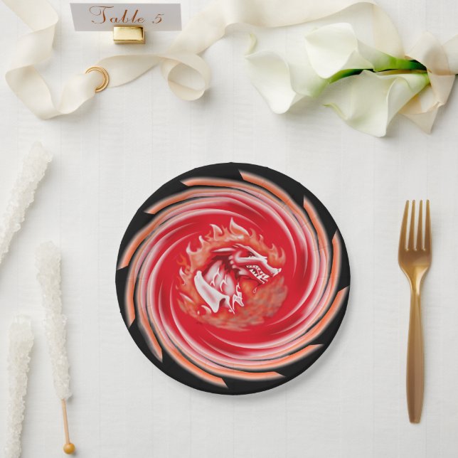 Wild Wolf Whirling black paper plates (Wedding)