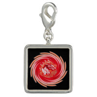 Wild Wolf Whirling black sterling silver sq charm