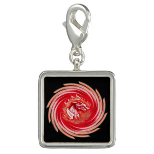 Wild Wolf Whirling black sterling silver sq charm