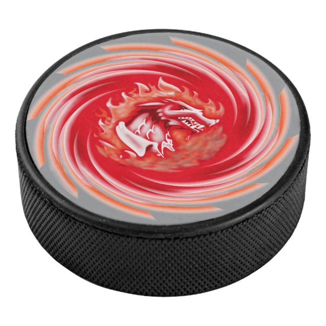 Wild Wolf Whirling gray hockey puck (3/4)