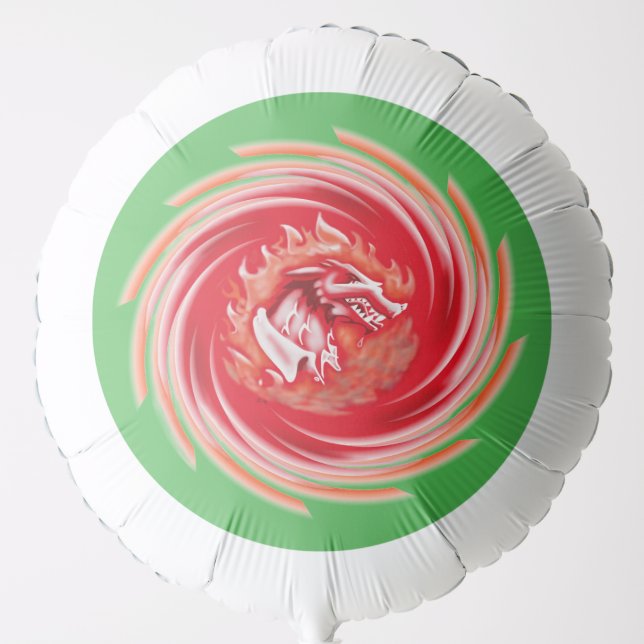 Wild Wolf Whirling green helium balloon (Front)