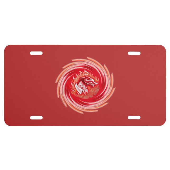 Wild Wolf Whirling red aluminum car license plate (Front)
