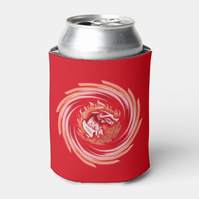 Wild Wolf Whirling red can cooler (Can Front)