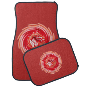 Wild Wolf Whirling red car mats