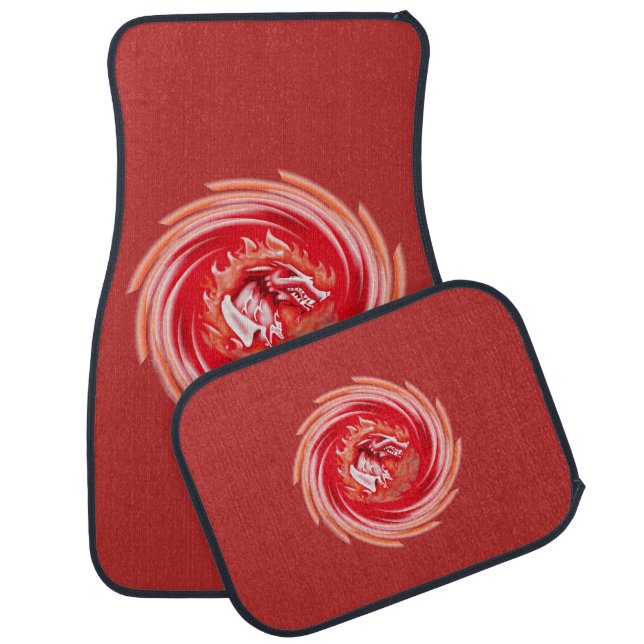 Wild Wolf Whirling red car mats (Set)