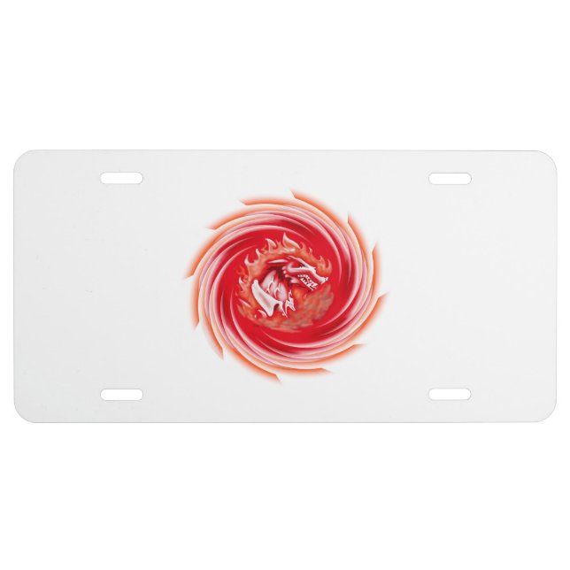 Wild Wolf Whirling white aluminum license plate (Front)