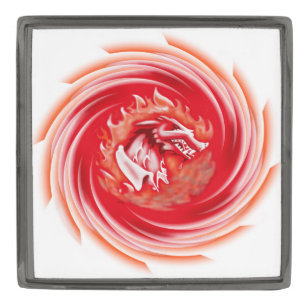 Wild Wolf Whirling white gunmetal lg sq lapel pin