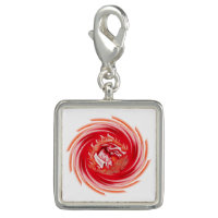 Wild Wolf Whirling white sterling silver sq charm