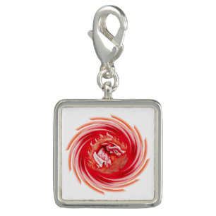 Wild Wolf Whirling white sterling silver sq charm