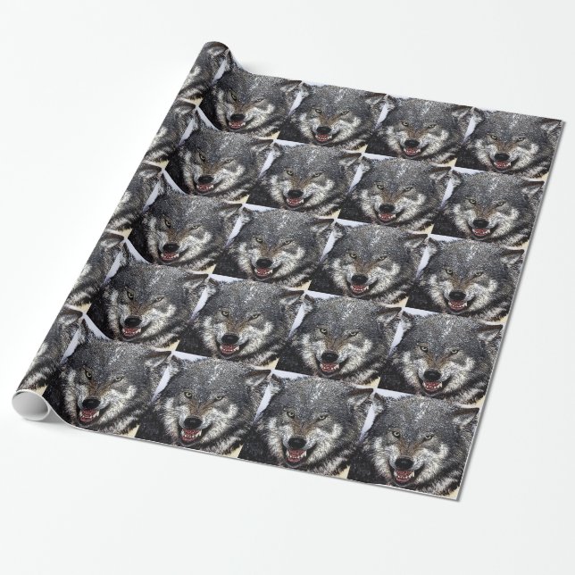Wild Wolf Wrapping Paper (Unrolled)
