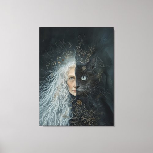 Wild Woman and Cat Canvas Print