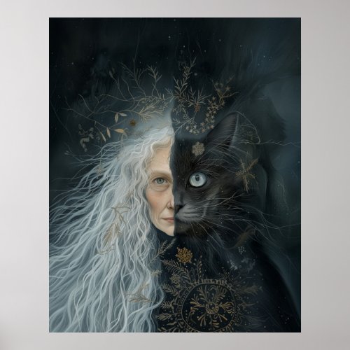 Wild Woman and Cat Poster