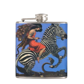 Wild Woman Rides The Zebra Flask by Anything_Goes at Zazzle