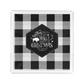 Wild Wonderful Christmas Black Buffalo Plaid ID604 Acrylic Tray
