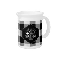 Wild Wonderful Christmas Black Buffalo Plaid ID604 Beverage Pitcher