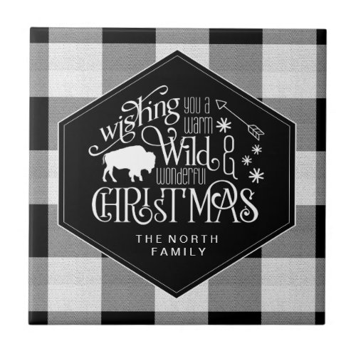 Wild Wonderful Christmas Black Buffalo Plaid ID604 Ceramic Tile