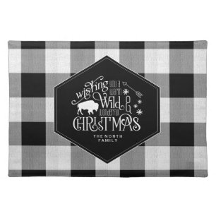 Wild Wonderful Christmas Black Buffalo Plaid ID604 Cloth Placemat