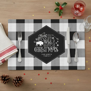 Wild Wonderful Christmas Black Buffalo Plaid ID604 Placemat