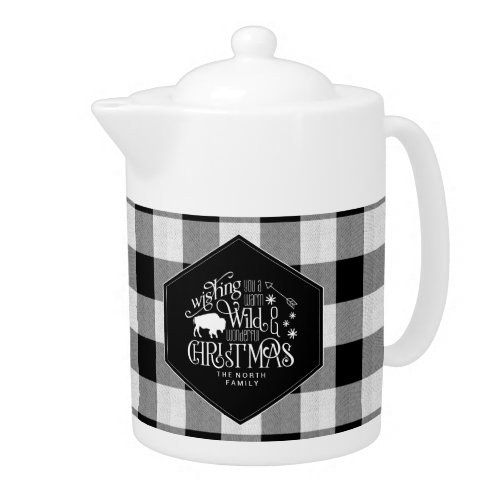 Wild Wonderful Christmas Black Buffalo Plaid ID604 Teapot