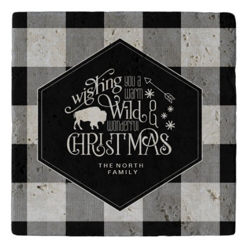 Wild Wonderful Christmas Black Buffalo Plaid ID604 Trivet
