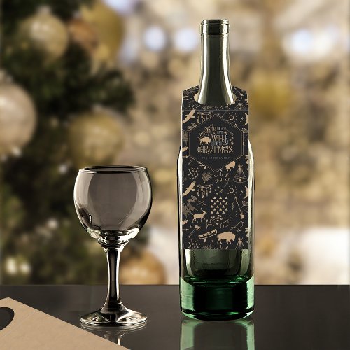 Wild Wonderful Christmas PatternKraft Black ID604 Bottle Hanger Tag