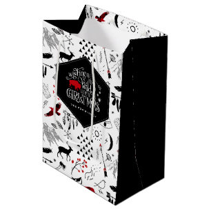 Wild Wonderful Christmas Pattern Red/Black ID604 Medium Gift Bag