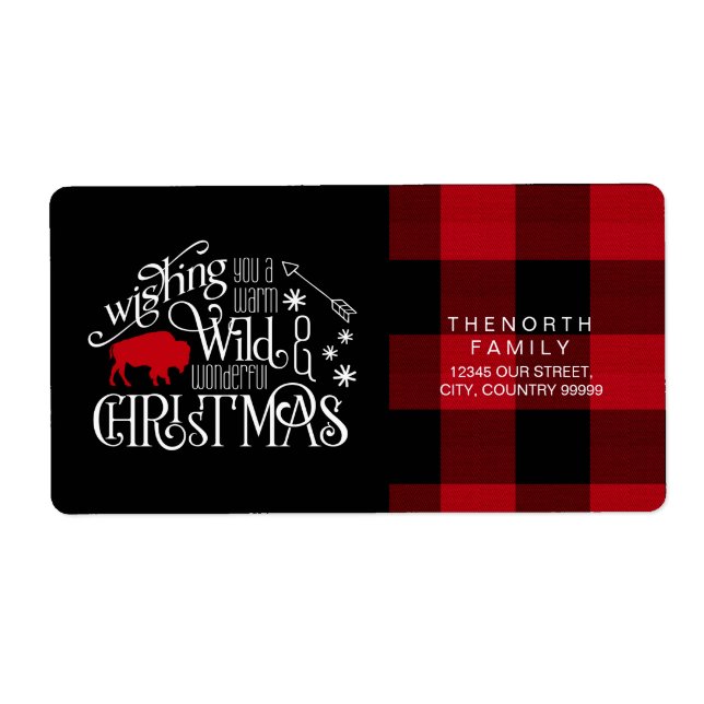 Wild Wonderful Christmas Red & Black Buffalo ID604 Label (Front)