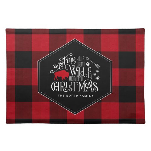 Wild Wonderful Christmas Red Buffalo Plaid ID604 Cloth Placemat