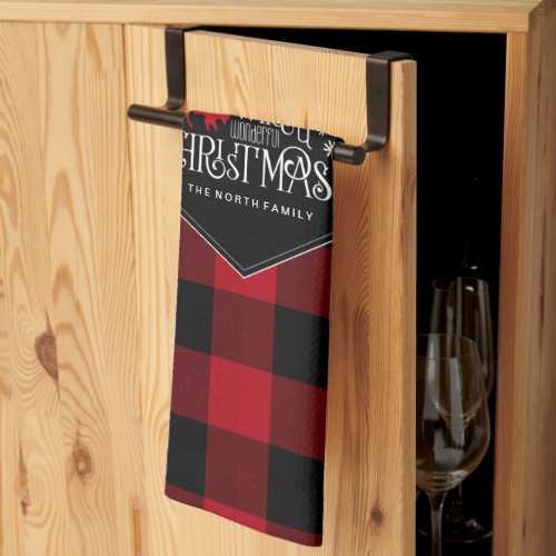 Wild Wonderful Christmas Red Buffalo Plaid ID604 Kitchen Towel