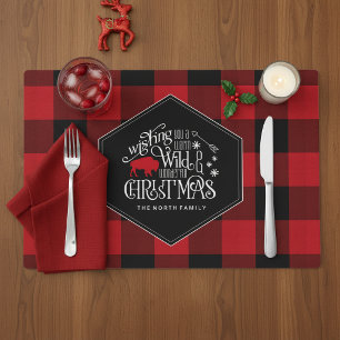 Wild Wonderful Christmas Red Buffalo Plaid ID604 Placemat