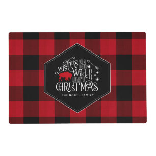 Wild Wonderful Christmas Red Buffalo Plaid ID604 Placemat