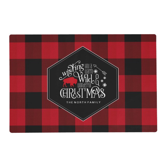 Wild Wonderful Christmas Red Buffalo Plaid ID604 Placemat (Front)