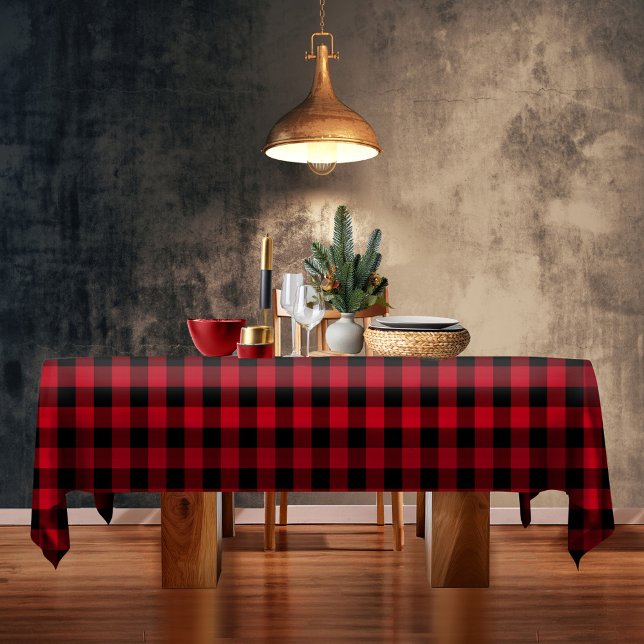 Wild Wonderful Christmas Red Buffalo Plaid ID604 Tablecloth (Creator Uploaded)