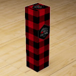 Wild Wonderful Christmas Red Buffalo Plaid ID604 Wine Box<br><div class="desc">This beautiful Christmas wine box features a buffalo plaid pattern in traditional red and black topped by a black label and an optional text design of 'Wishing you a Warm, Wild, Wonderful Christmas'. A provided template allows you to easily add your name or other text. Use year after year matched...</div>