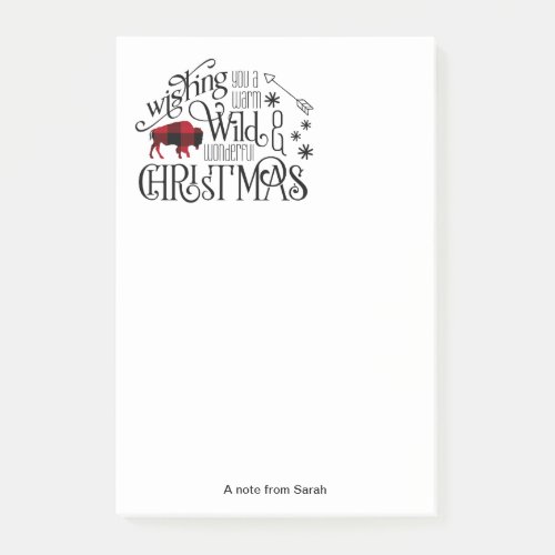 Wild Wonderful Christmas Red Plaid ID604 Post_it Notes