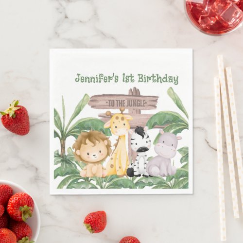 Wild Wonders Baby Wild Animal Theme Birthday Napkins