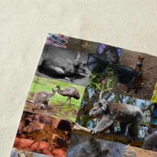 Wild Wonders: Captivating Australian Photo Collage Beach Towel