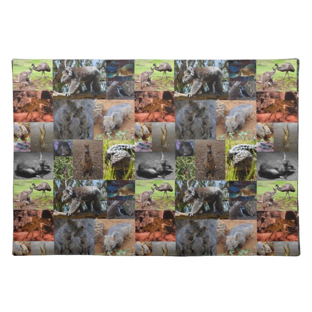 Wild Wonders: Captivating Australian Photo Collage Cloth Placemat (Front)