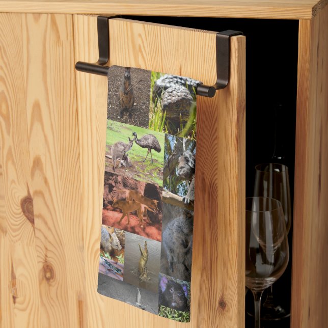 Wild Wonders: Captivating Australian Photo Collage Kitchen Towel (Thirds Fold)