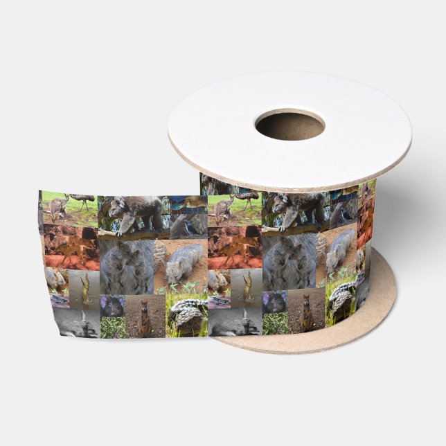 Wild Wonders: Captivating Australian Photo Collage Satin Ribbon (Spool)