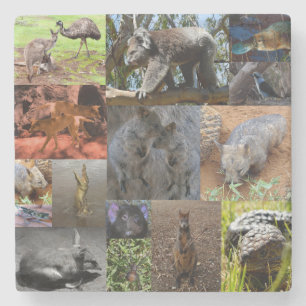 Wild Wonders: Captivating Australian Photo Collage Stone Coaster