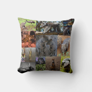 Wild Wonders: Captivating Australian Photo Collage Throw Pillow