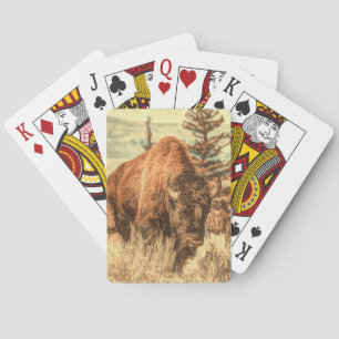 Wild Woodland Bison Poker Cards