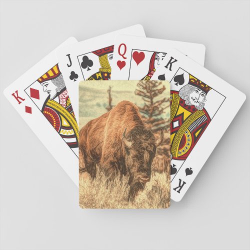 Wild Woodland Bison Poker Cards